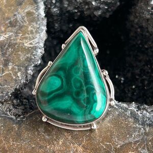 Malachite 925 Sterling Silver Ring 7